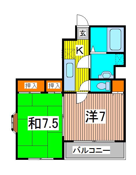 BLUHEN PARK(2K/2階)の間取り写真