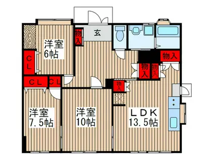 マイネルロッジⅠ(3LDK/1階)の間取り写真