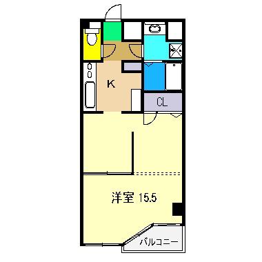 EXT A棟(1K/3階)の間取り写真