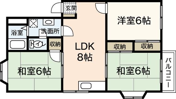 エルディム川内 A棟(3LDK/2階)の間取り写真