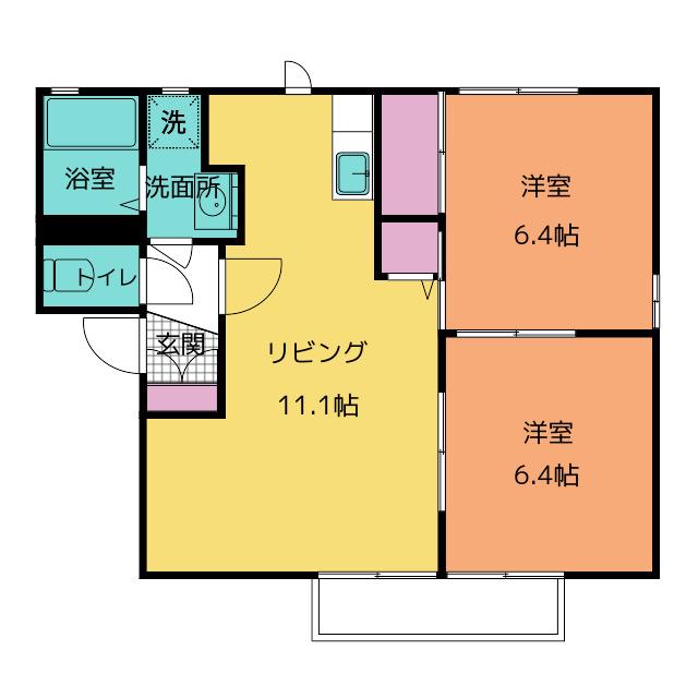 セスカC(2LDK/2階)の間取り写真