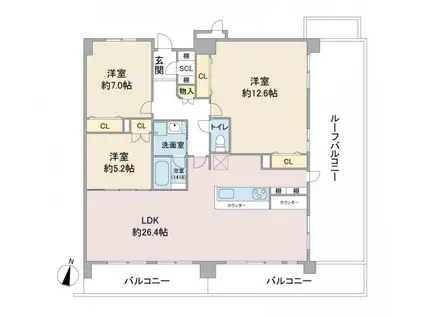 メゾンSK一社(3LDK/4階)の間取り写真