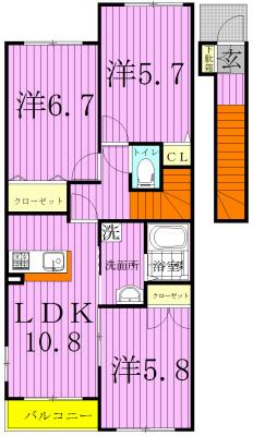 ラ・ルーチェ(3LDK/2階)の間取り写真