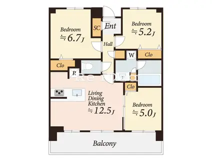 LUXENAPAWS藤沢(3LDK/2階)の間取り写真
