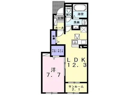 ポルテ ボヌールI(1LDK/1階)の間取り写真