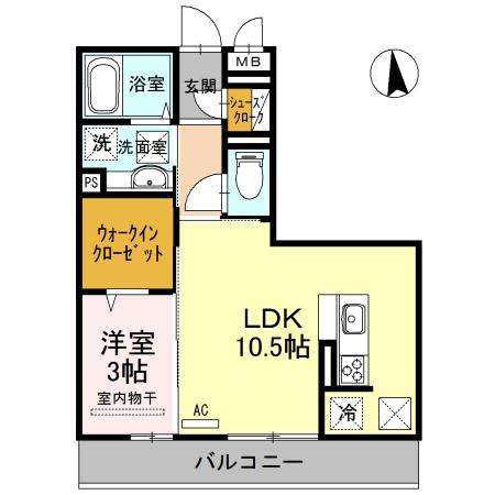 ミル・クレール和歌浦東(1LDK/1階)の間取り写真