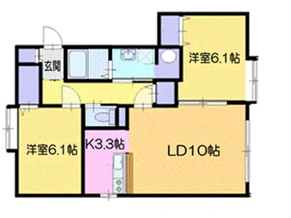 ペルメールK(2LDK/4階)の間取り写真