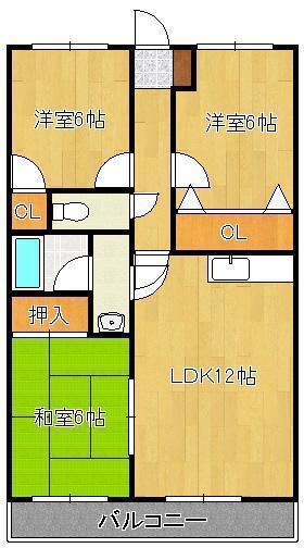サンローゼ本城(3LDK/3階)の間取り写真