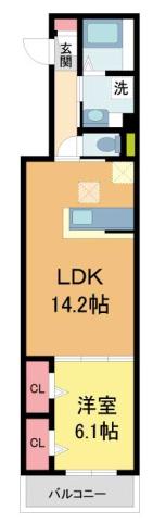ヴェラ ロホ(1LDK/1階)の間取り写真
