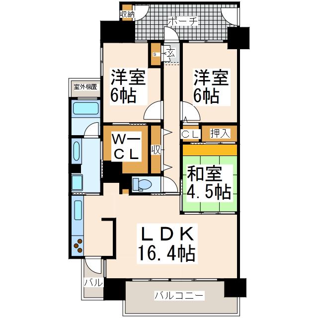 サーパス新屋敷東街区(3LDK/11階)の間取り写真