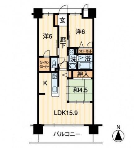 アルファライフ玉藻公園(3LDK/6階)の間取り写真