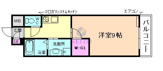 アイトーン豊中(1K/5階)の間取り写真