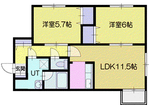 VICTORIA VII(2LDK/3階)の間取り写真
