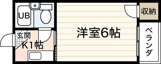 LUXES国泰寺(1K/2階)の間取り写真
