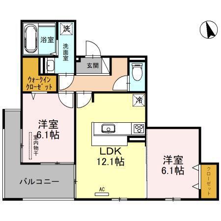 ヴィクトワール 庄(2LDK/2階)の間取り写真