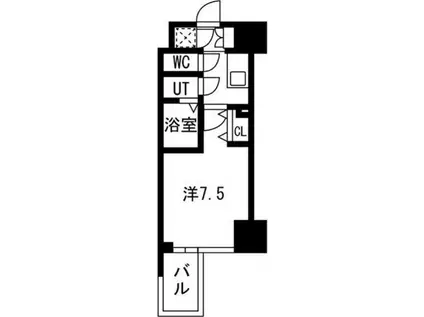 プレミアムコート谷町4丁目(1K/11階)の間取り写真