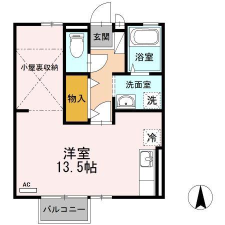 シャンポール岩田A(ワンルーム/2階)の間取り写真