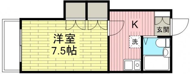 メゾンモナミ(1K/1階)の間取り写真