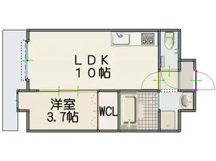 RUSSIE 竹下駅前(1LDK/3階)の間取り写真