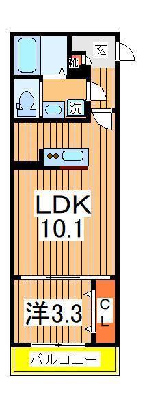 AJ南柏ウエスト3(1LDK/1階)の間取り写真