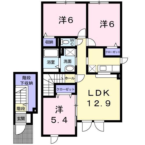 ベルメゾンB(3LDK/2階)の間取り写真