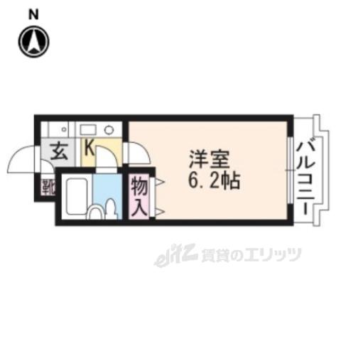 DETOM-1東福寺(1K/4階)の間取り写真