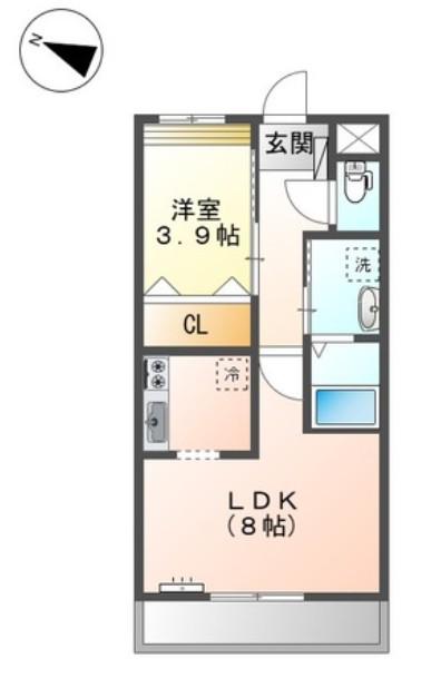 グランヴェルデ蓮池(1LDK/2階)の間取り写真