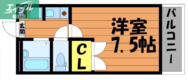 オアシス中島(1K/3階)の間取り写真
