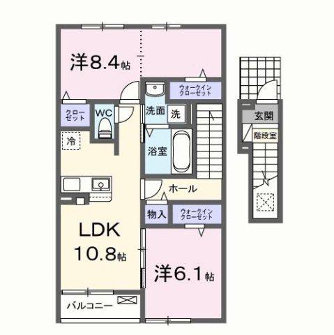 メゾンド・プチ・フルールXII(2LDK/2階)の間取り写真
