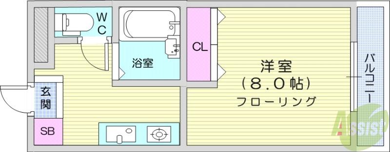 SSKビル(1K/3階)の間取り写真