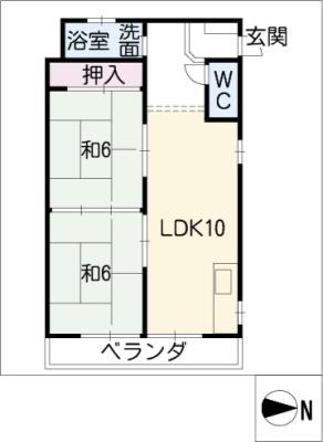 パステルハイム(2LDK/4階)の間取り写真