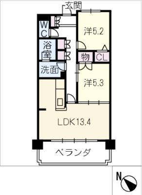 JMU久居社宅F棟(2LDK/2階)の間取り写真