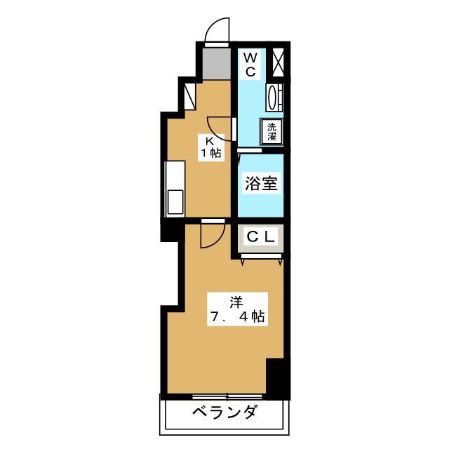 オルハレI(1K/4階)の間取り写真