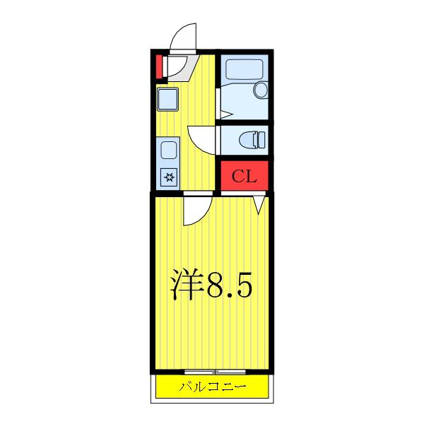 I-NYCマンション(1K/2階)の間取り写真