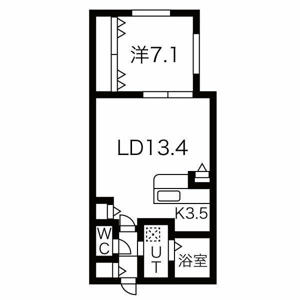 アイメゾン参番館(1LDK/4階)の間取り写真