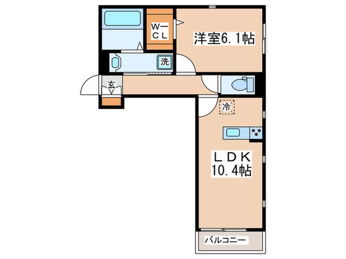 PRENDRE(1LDK/2階)の間取り写真