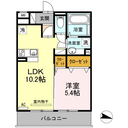 コスモスハウス菊陽(1LDK/3階)の間取り写真