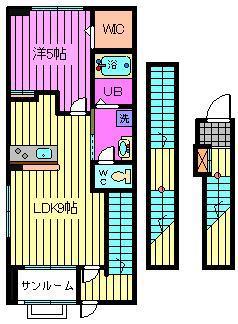 チェリーブロッサム(1LDK/3階)の間取り写真