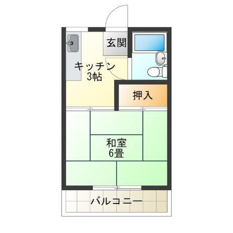 マルタマハイツ(1K/2階)の間取り写真