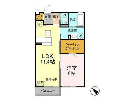 シャンテクレール II(1LDK/1階)の間取り写真