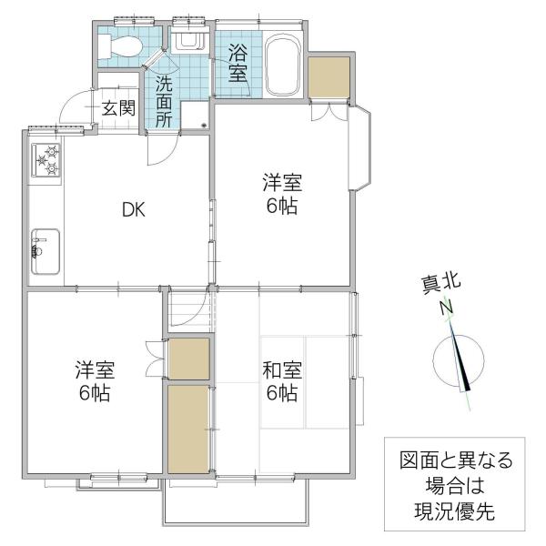 旭ルーミー湖北 30号館(3DK/2階)の間取り写真