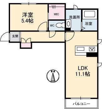 シャーメゾンAYA(1LDK/2階)の間取り写真