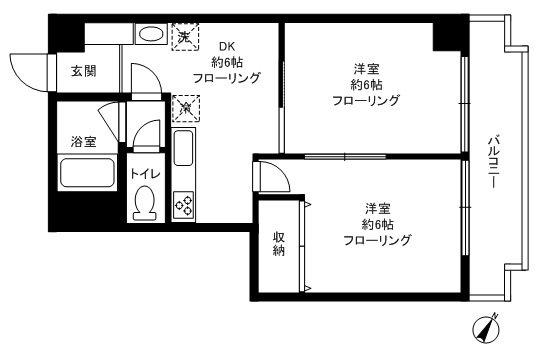 駒沢オリンピックマンション(2DK/2階)の間取り写真