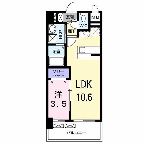 カーサ・デル・ソーレ(1LDK/8階)の間取り写真