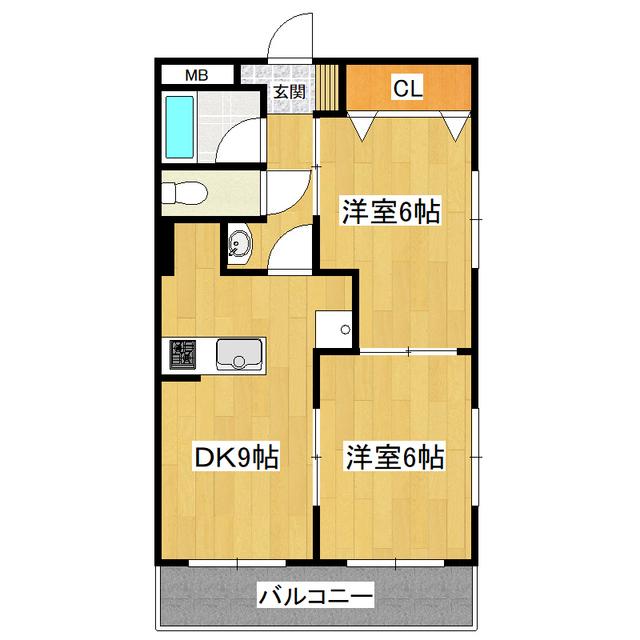 観音台オークマンション(2DK/2階)の間取り写真