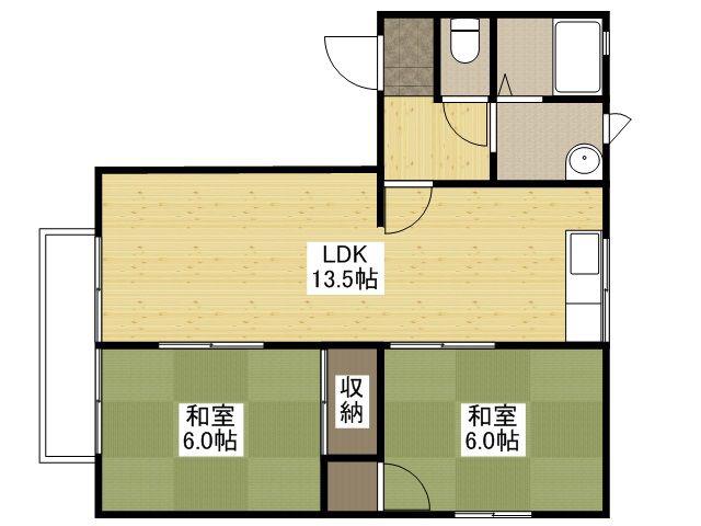 ハートフルヘサカ(2LDK/2階)の間取り写真