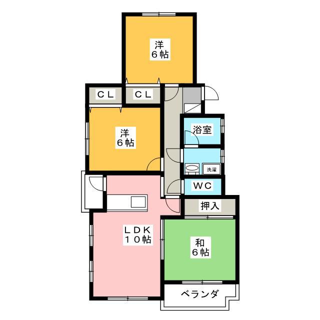 バウムコートC棟(3LDK/1階)の間取り写真