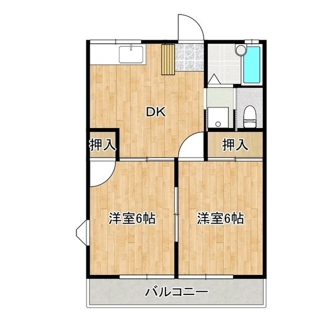 ウィステリアI号棟(2DK/2階)の間取り写真