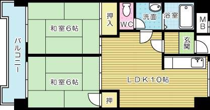 レジデンス鋲賀(2LDK/3階)の間取り写真