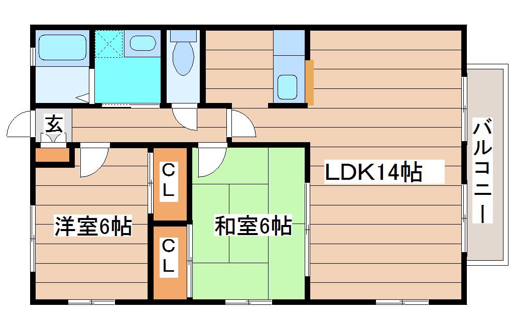 第2フレールしょうじ(2LDK/2階)の間取り写真